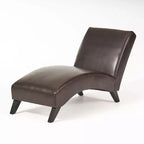 GDFStudio Hobart - Tumbona contemporánea de piel sintética con diseño ergonómico curvo y patas de madera de abedul