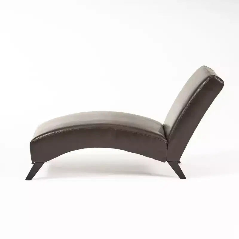 GDFStudio Hobart - Tumbona contemporánea de piel sintética con diseño ergonómico curvo y patas de madera de abedul