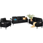 TYBOATLE 3-Piece Living Room Furniture Set with USB, Modern 3-Seat Couch, Loveseat & Accent Chair for Small Spaces