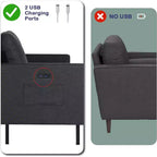 TYBOATLE Juego de Muebles de Sala de Estar de 3 Piezas con USB, Sofá Moderno de 3 Plazas, Sofá de Dos Plazas y Sillón para Espacios Pequeños