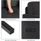 TYBOATLE Juego de Muebles de Sala de Estar de 3 Piezas con USB, Sofá Moderno de 3 Plazas, Sofá de Dos Plazas y Sillón para Espacios Pequeños