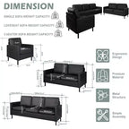TYBOATLE Juego de Muebles de Sala de Estar de 3 Piezas con USB, Sofá Moderno de 3 Plazas, Sofá de Dos Plazas y Sillón para Espacios Pequeños