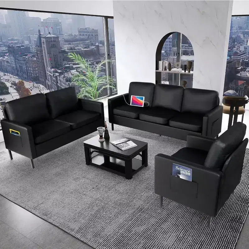 TYBOATLE Juego de Muebles de Sala de Estar de 3 Piezas con USB, Sofá Moderno de 3 Plazas, Sofá de Dos Plazas y Sillón para Espacios Pequeños