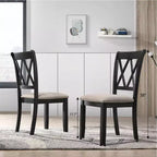 Sillas de comedor tapizadas Okak de estilo Mid-Century, juego de 2, sillas auxiliares de cocina de madera maciza con respaldo único para comedor/sala de estar