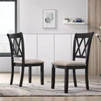 Sillas de comedor tapizadas Okak de estilo Mid-Century, juego de 2, sillas auxiliares de cocina de madera maciza con respaldo único para comedor/sala de estar