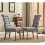 Sillas de comedor Okak modernas de madera maciza con respaldo capitoné, juego de 2, sillas auxiliares de cocina tapizadas con patas de madera natural para sala de estar