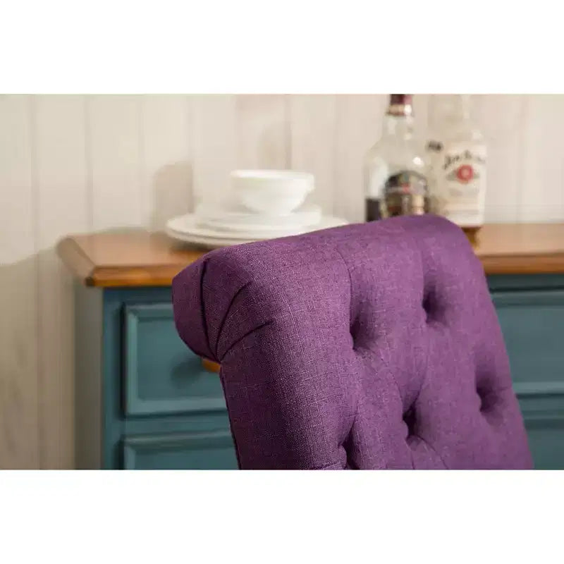 Sillas de comedor Okak modernas de madera maciza con respaldo capitoné, juego de 2, sillas auxiliares de cocina tapizadas con patas de madera natural para sala de estar