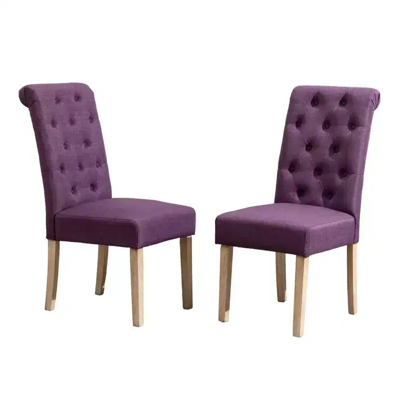 Sillas de comedor Okak modernas de madera maciza con respaldo capitoné, juego de 2, sillas auxiliares de cocina tapizadas con patas de madera natural para sala de estar