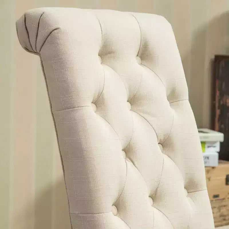 Sillas de comedor Okak modernas de madera maciza con respaldo capitoné, juego de 2, sillas auxiliares de cocina tapizadas con patas de madera natural para sala de estar