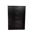 Cómoda moderna Okak Sleek de 5 cajones con rieles metálicos silenciosos y cerradura superior de metal para ropa