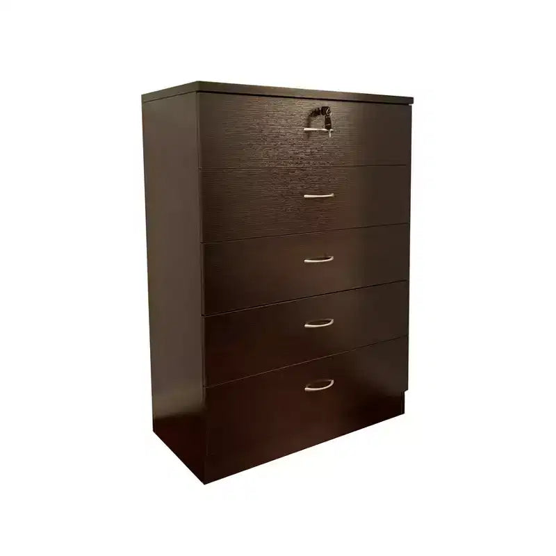 Okak Sleek 5-Drawer Dresser Modern Storage Cabinet with Silent Metal Drawer Slides, Metal Handle Locking Top for Clothes