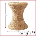 Mesa auxiliar de reloj de arena Casafield - Natural, mesa auxiliar de jacinto de agua, mesa auxiliar de mimbre bohemio trenzado para sala de estar, dormitorio, recibidor