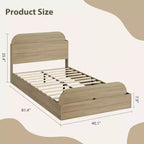 Estructura de cama individual, camas de madera con cabecero de almacenamiento y pie de cama elevado para niños, cama de plataforma baja de suelo para dormitorio, sin necesidad de somier