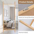 PexFix Espejo de marco de madera maciza estilo escalera de 31 pulg. An. x 71 pulg. Al. en color marrón