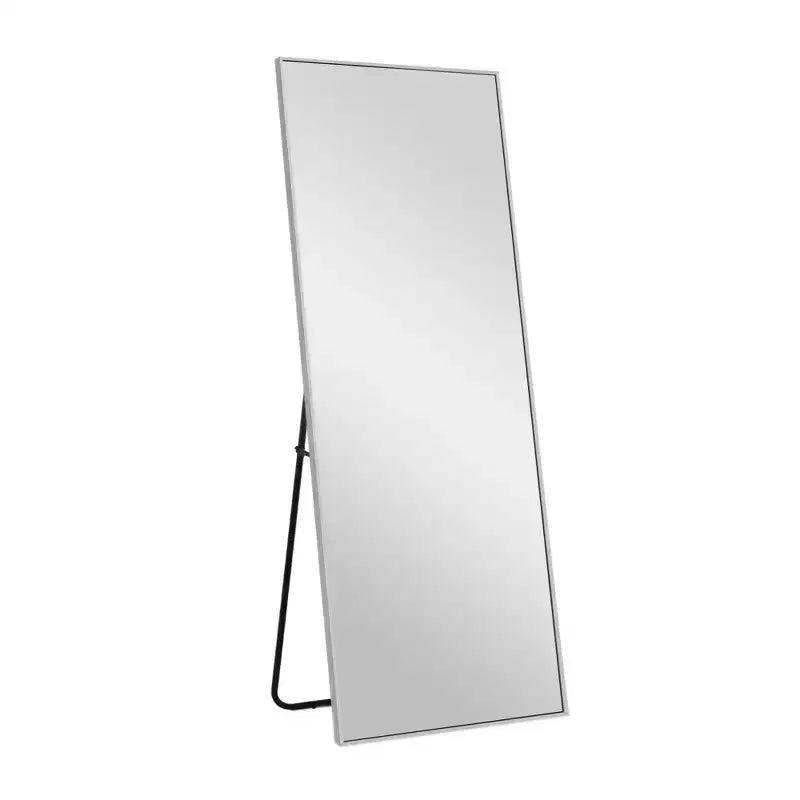 PexFix espejo de pared de cuerpo entero rectangular con marco de metal, de 53,34 cm de ancho x 162,56 cm de alto, espejo de pie en color plateado