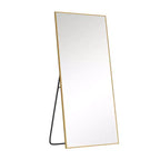 PexFix 59x28 Espejo de cuerpo entero rectangular de ángulo recto con borde fino de aluminio y soporte