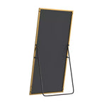 PexFix 59x28 Espejo de cuerpo entero rectangular de ángulo recto con borde fino de aluminio y soporte