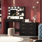 Tocador de maquillaje de 61 pulgadas con espejo y luces, tocador con 8 cajones de almacenamiento amplios y 3 modos de iluminación con brillo ajustable para dormitorio