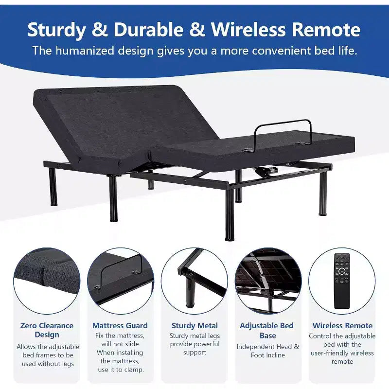 Base de cama ajustable Dyonery actualizada con marco de forma engrosado