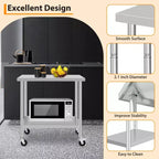 Mesa de Trabajo de Acero Inoxidable con Ruedas - Mesa de Preparación Comercial con Estante Ajustable, Capacidad de 300 lb