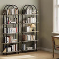Bookshelf for Living Room - 71 Arched 5-Tier Bookcase with Metal Frame, Freestanding Storage Shelf for Bedroom, Office