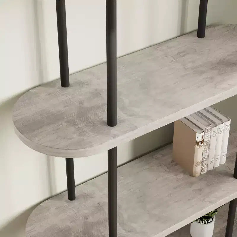 Estantería para salón - Librería arqueada de 5 niveles de 71 pulgadas con estructura metálica, estantería de almacenamiento independiente para dormitorio, oficina