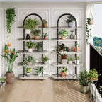 Estantería para salón - Librería arqueada de 5 niveles de 71 pulgadas con estructura metálica, estantería de almacenamiento independiente para dormitorio, oficina