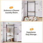Organizador de lavandería ajustable Acekool 30 - Estante de almacenamiento de 4 niveles con ganchos de secado (gris/negro)