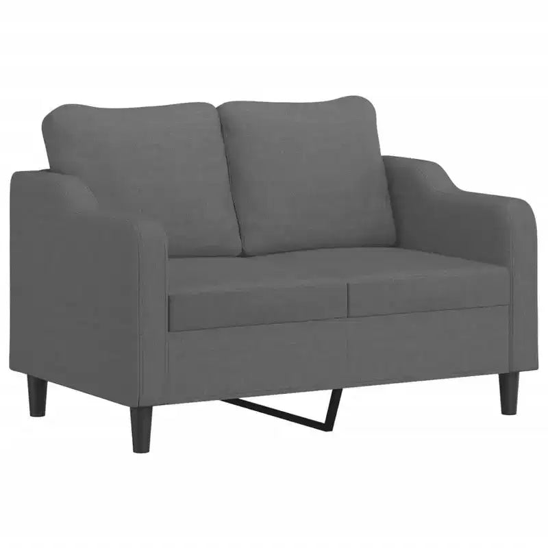 vidaXL Juego de 2 Sofás Modernos con Cojines Cilíndricos - Tela Gris Oscuro, Estructura de Madera Contrachapada y Metal, Solución de Asientos para Interiores