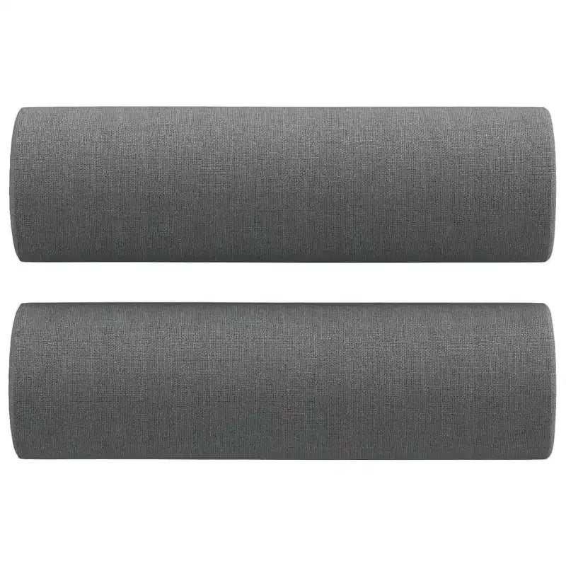 vidaXL Juego de 2 Sofás Modernos con Cojines Cilíndricos - Tela Gris Oscuro, Estructura de Madera Contrachapada y Metal, Solución de Asientos para Interiores