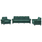 vidaXL 3 Piece Velvet Sofa Set with Cushions - Comfortable Seating for Home and Office - Dark Green