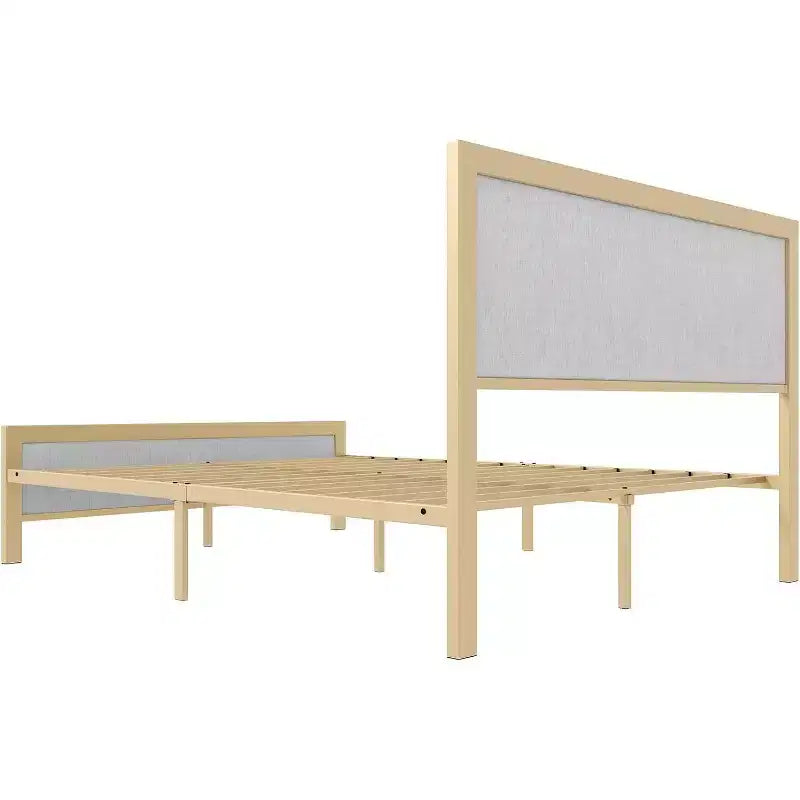 Estructura de cama de terciopelo Acekool - Cabecero acolchado y espacio de almacenamiento