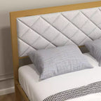 Estructura de cama de terciopelo Acekool - Cabecero acolchado y espacio de almacenamiento