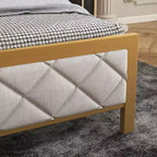 Estructura de cama de terciopelo Acekool - Cabecero acolchado y espacio de almacenamiento