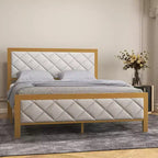 Estructura de cama de terciopelo Acekool - Cabecero acolchado y espacio de almacenamiento