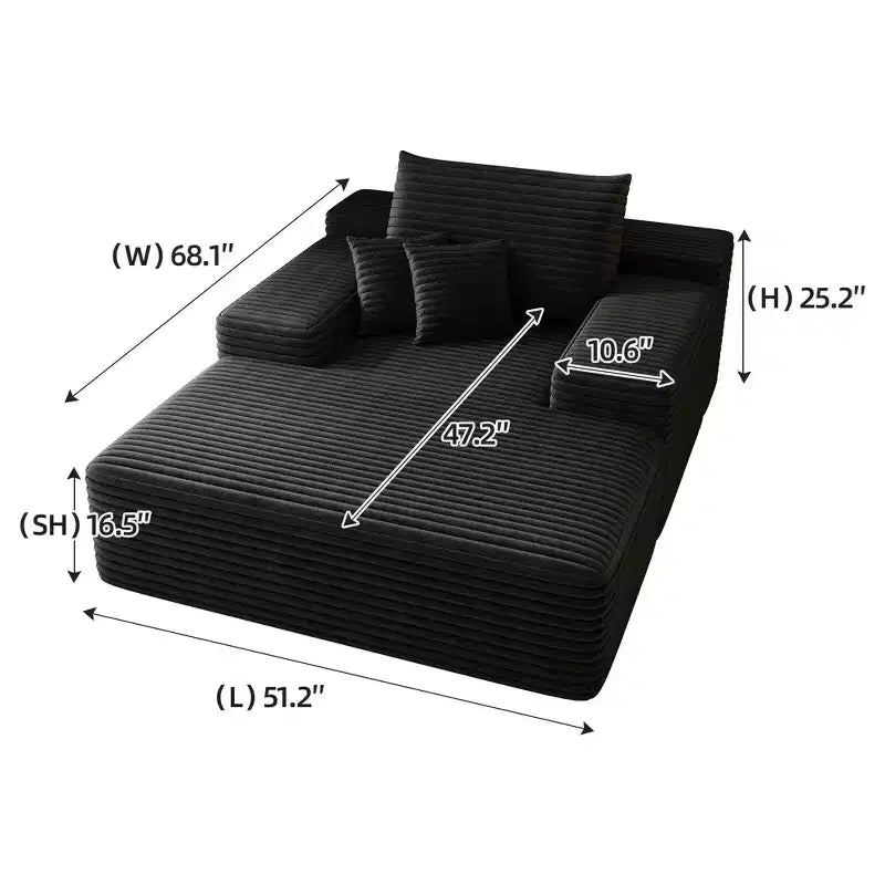 Sofá cama tapizado de gran tamaño 68 x 51, sofás de nube de felpa esponjosa de piel sintética para sala de estar, color camel