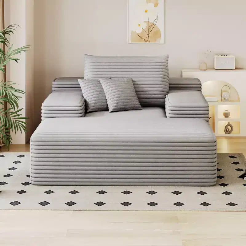 Sofá cama tapizado de gran tamaño 68 x 51, sofás de nube de felpa esponjosa de piel sintética para sala de estar, color camel