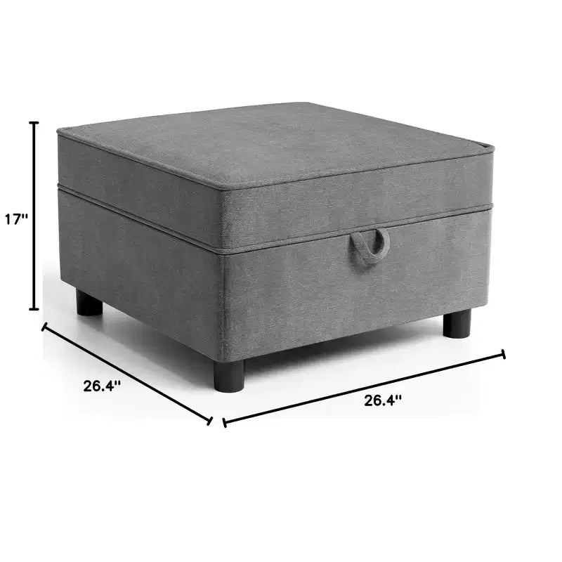 Sofá Seccional Modular con Otomana de Almacenamiento - Cubo de Almacenamiento Gris de 26 para Sala de Estar y Dormitorio