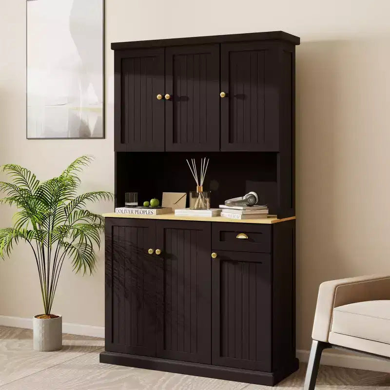 AndMakers Wood Gabinete de despensa de 39.76 pulgadas con estantes ajustables