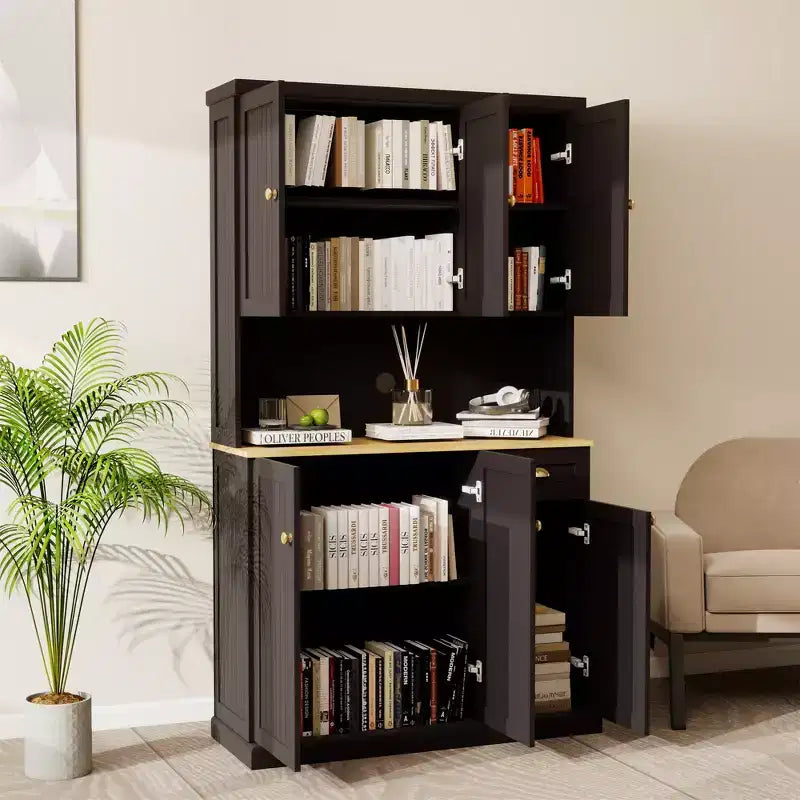 AndMakers Wood Gabinete de despensa de 39.76 pulgadas con estantes ajustables