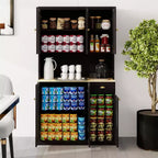 AndMakers Wood Gabinete de despensa de 39.76 pulgadas con estantes ajustables