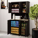 AndMakers Wood Gabinete de despensa de 39.76 pulgadas con estantes ajustables