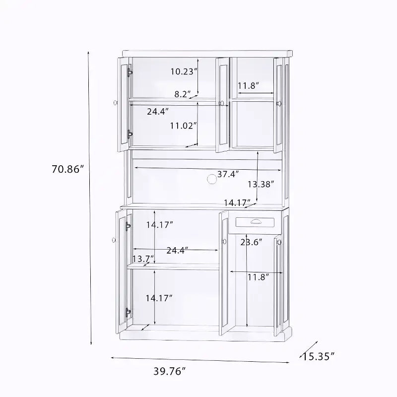 AndMakers Wood Gabinete de despensa de 39.76 pulgadas con estantes ajustables