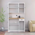 AndMakers Wood Gabinete de despensa de 39.76 pulgadas con estantes ajustables