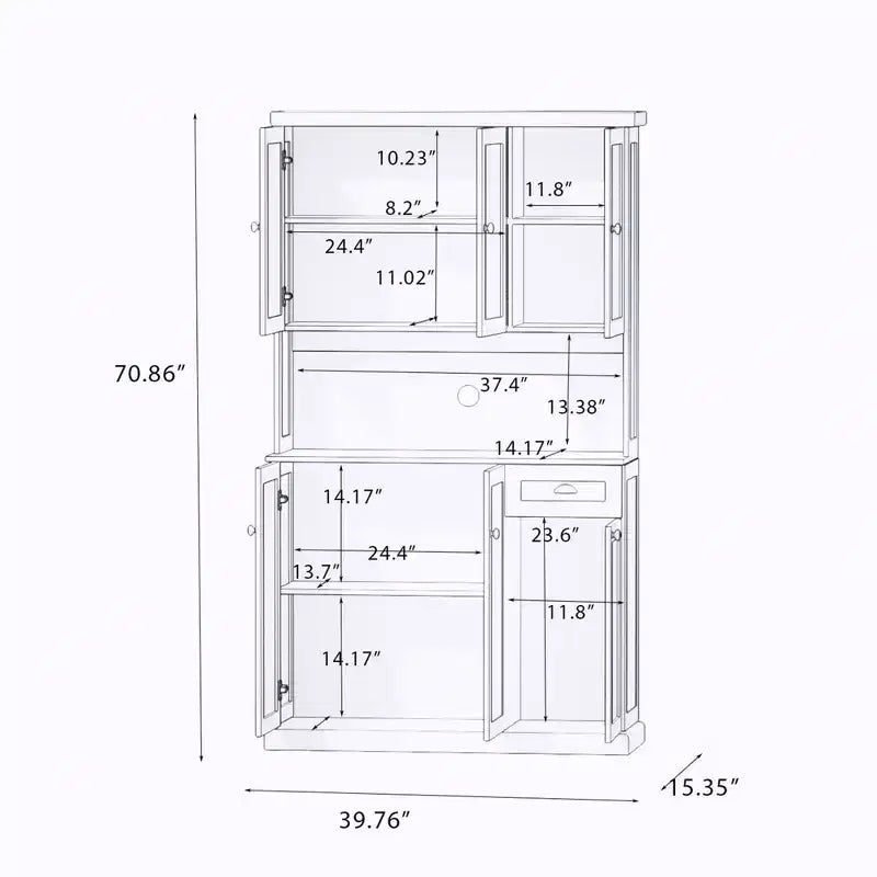 AndMakers Wood Gabinete de despensa de 39.76 pulgadas con estantes ajustables
