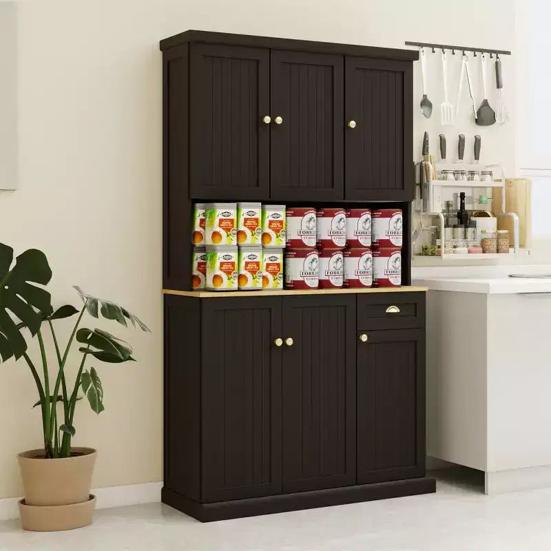 AndMakers Wood Gabinete de despensa de 39.76 pulgadas con estantes ajustables