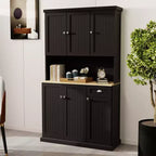 AndMakers Wood Gabinete de despensa de 39.76 pulgadas con estantes ajustables