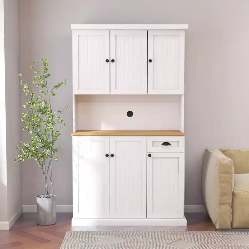 AndMakers Wood Gabinete de despensa de 39.76 pulgadas con estantes ajustables