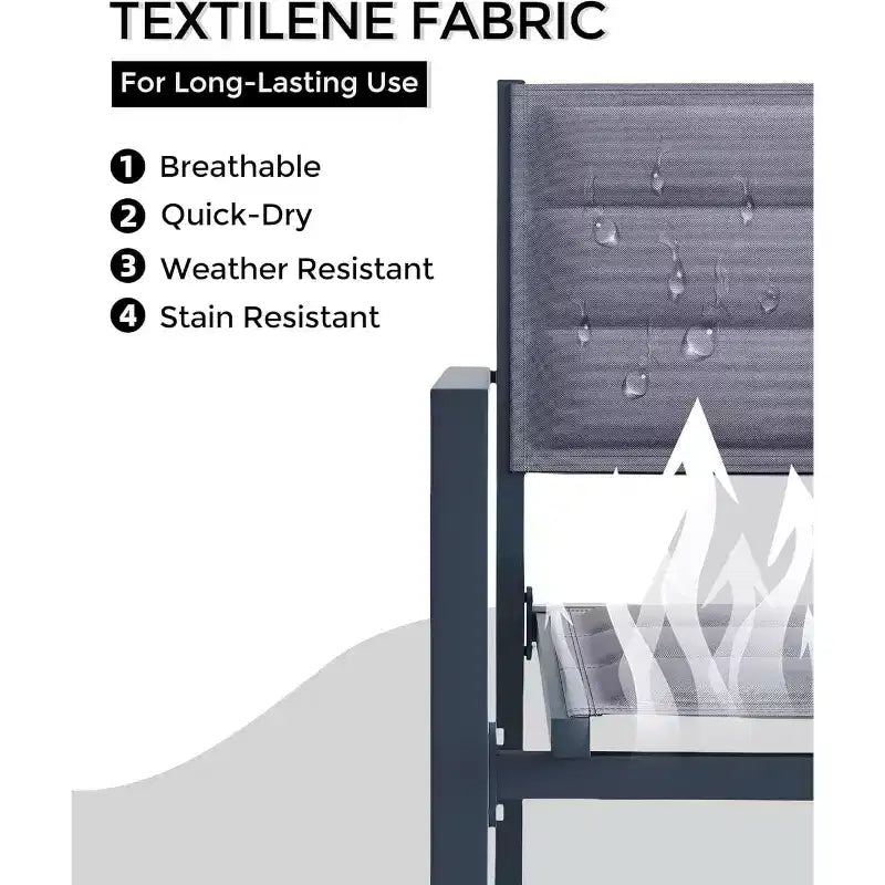 GustoWave Juego de 4 sillones apilables, sillas de comedor de aluminio para exterior con asientos acolchados gruesos, sillas de jardín apilables con reposabrazos