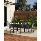 GustoWave Juego de 4 sillones apilables, sillas de comedor de aluminio para exterior con asientos acolchados gruesos, sillas de jardín apilables con reposabrazos